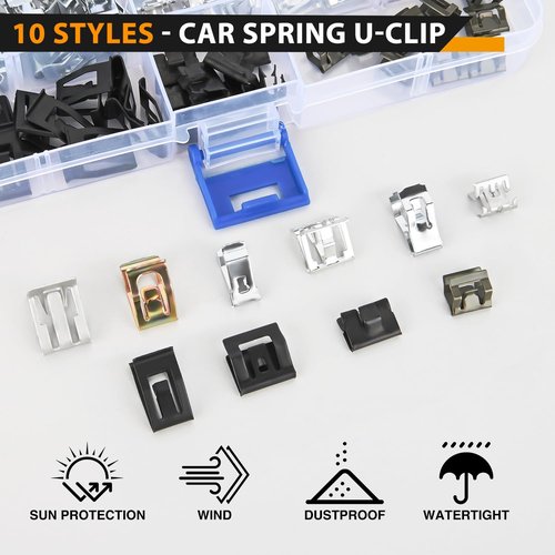 GOOACC 100Pcs 10 Sizes Metal Trim Clip Spring Moulding Clip Universal Auto Body Fastener Clip Compatible with GTI, Jetta, Passat, Phaeton, VW Audi 4A0-867-276A