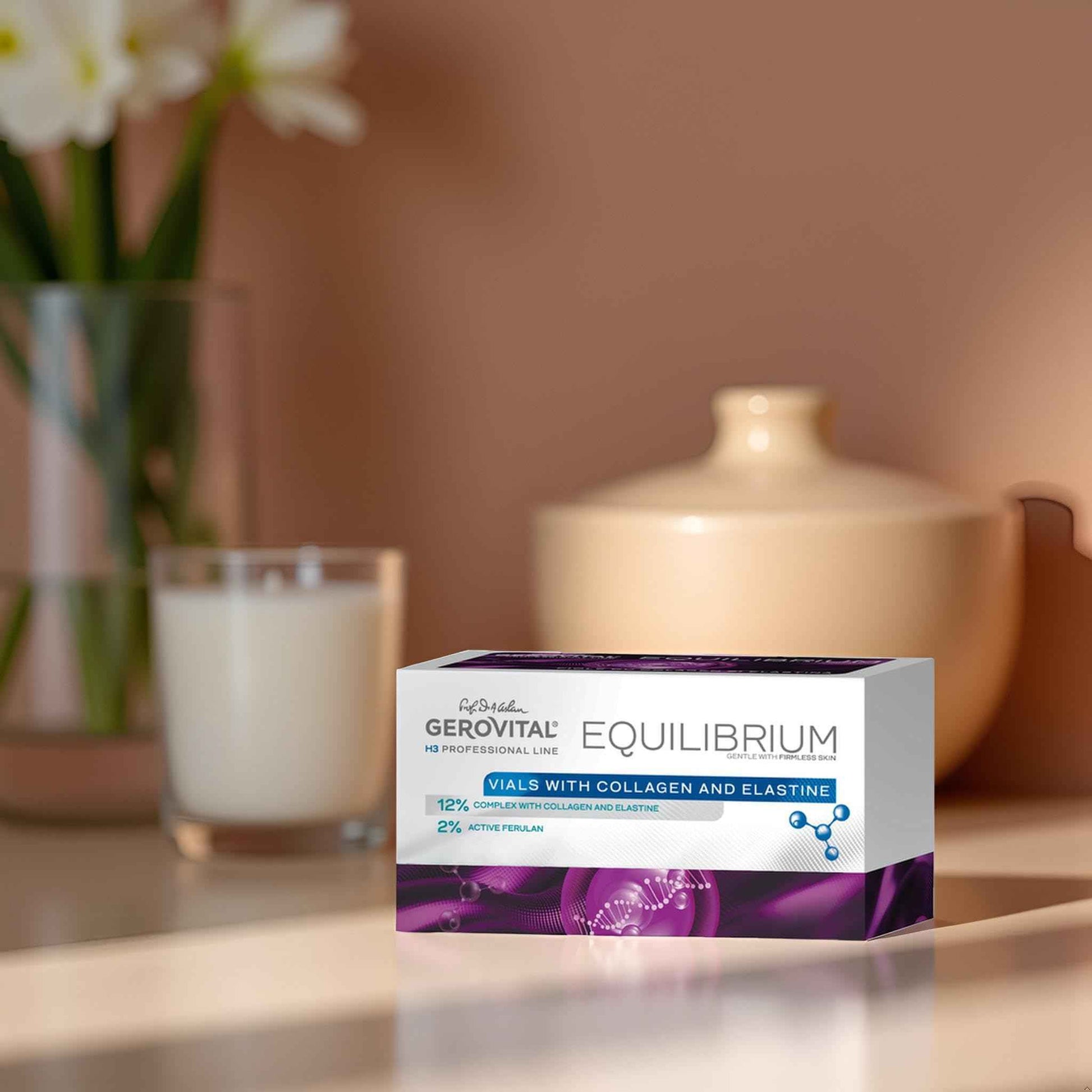 GEROVITAL EQUILIBRIUM - Ampoules with 12% Collagen and Elastin, Intensive Moisturising and Anti-Wrinkle Serum, Professional Product, 20 Ampoules x 2 ml