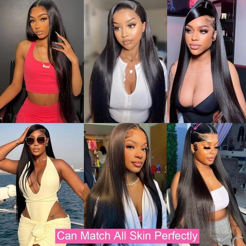 BELE 13x4 Lace Front Wigs Human Hair 16 Inch 200% Density Pre Plucked Brazilian Virgin Straight Skinlike Real Hd Lace Frontal Wigs Human Hair Glueless Straight Lace Front Wigs for Women