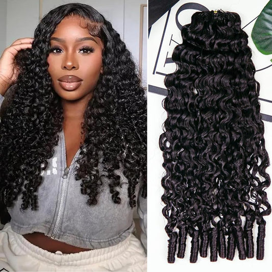 Micro Pre Looped Crochet Human Hair Extensions 14 Inch 120g Burmese Curly Human Feather-Line Invisible Crochet Hair Pre Separated Knotless Crochet Human Hair For Braiding Twist