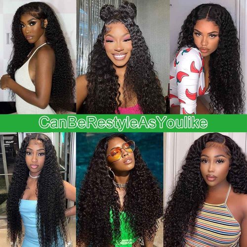 Ehelo 30 Inch Deep Wave Wig 13x6 Lace Frontal Deep Wave Wigs Human Hair 200% Density Pre Plucked Lace Front Wigs for Women 13x6 Lace Curly Human Hair Wig Deep Wave Glueless Wig