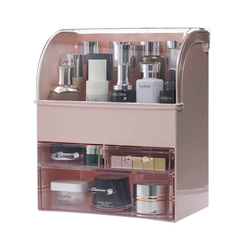 MOOCHI Professional Large Cosmetic Makeup Organizer Dust Water Proof Cosmetics Storage Display Case with Drawers