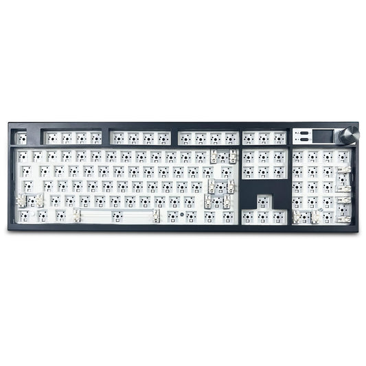 ZMX GMK104 Mechanical Keyboard Kit with Screen&Knob,VIA Programmable Hot Swap Gasket Mounted PCB Custom RGB Barebones Keyboard Wireless BT5.0/2.4GHz/USB-C Wired 100% Full Size Gaming DIY Kit (Black)