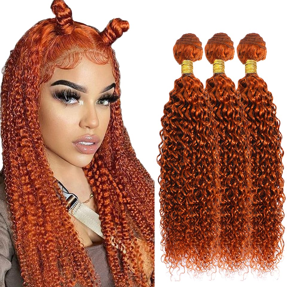 Ginger Bundles Human Hair 350 Kinky Curly Bundles Ginger Orange Curly Bundle Human Hair 30 30 30 inch 300g