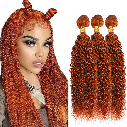 Ginger Bundles Human Hair 350 Kinky Curly Bundles Ginger Orange Curly Bundle Human Hair 30 30 30 inch 300g