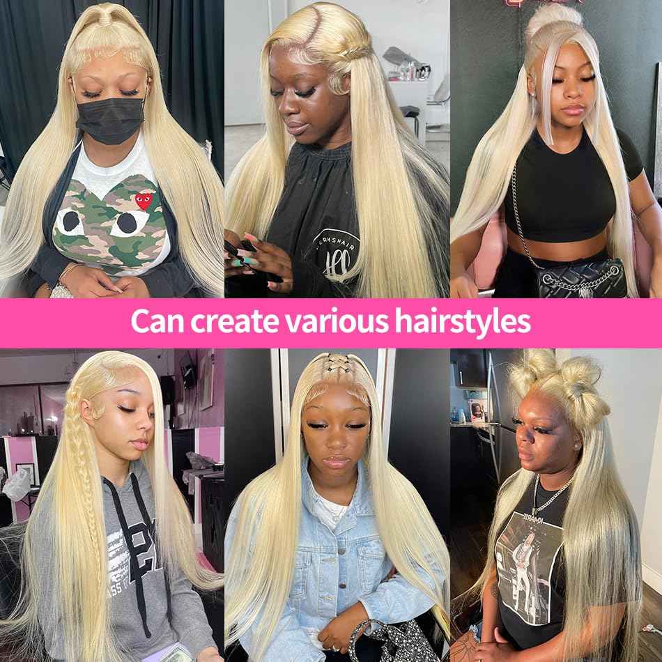 MYDIVA 613 13x6 Lace Front Wig Human Hair Straight Blonde Lace Frontal Wig Pre Plucked With Baby Hair 180% Density 20 Inch
