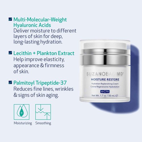 SUZANOBAGIMD Moisture Restore – Medical-Grade Multi-Layered Moisture Provides Redness Relief, Long-Lasting Hydration + Improves Skin Texture & Firmness – Suitable for All Skin Types – 1.7 oz