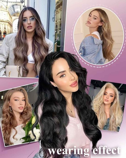 LaaVoo Hair Beaded Weft Hair Extensions Human Hair Weft Extensions with Micro Beads Weft Hair Extensions Medium Brown Human Hair 22inch 50g