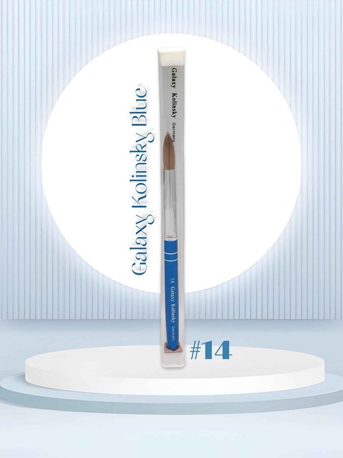 Galaxy kolinsky Acrylic Nail Brush Pure Kolinsky Hair Round Shape Blue Metal handle (Size 14)