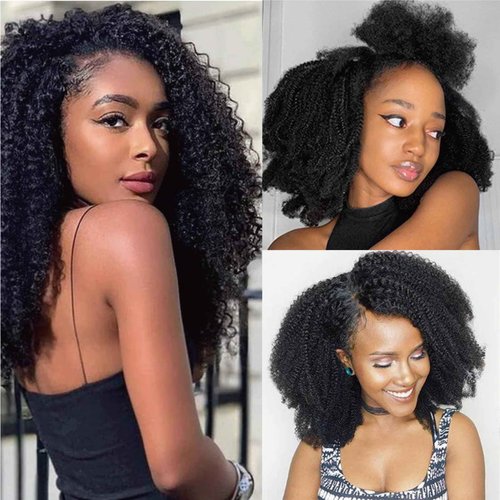 Yacurcur Afro Kinky Curly Clip in Hair Extensions Human Hair 4C Hair Clip in Extensions 8pcs 240g/set 10A Brazilian Virgin Natural Hair Clip Ins for Black Women Natural Black Color 16 Inch