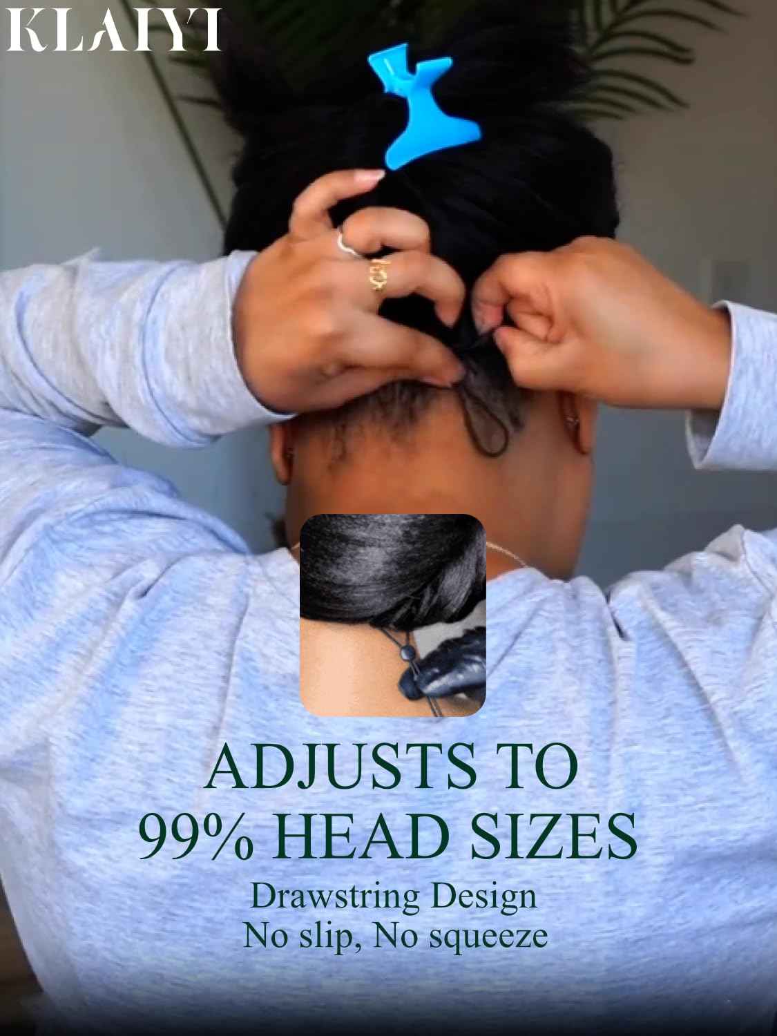 KLAIYI Bob Wig Human Hair Bye Bye Knots Glueless Wear and Go Wig with Drawstring Pre Cut 7x5 Lace Front Pre Plucked Bleached Short Straight Put on Go Beginner Wigs 3S Ready to Go Pre Everything 10Inch