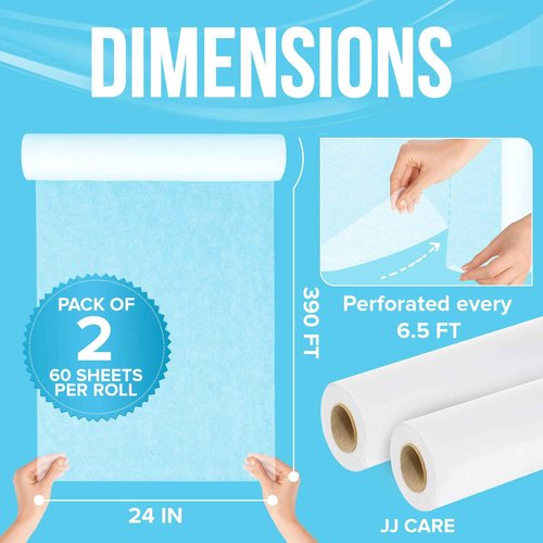 Disposable Massage Table Sheets - 120 Sheets [24" x 390 feet, 2 Roll] - 50% Thicker Perforated Massage Bed Cover, Non-Woven Disposable Roll for Massage Table for Waxing, Facial, Tattoo, & Spa