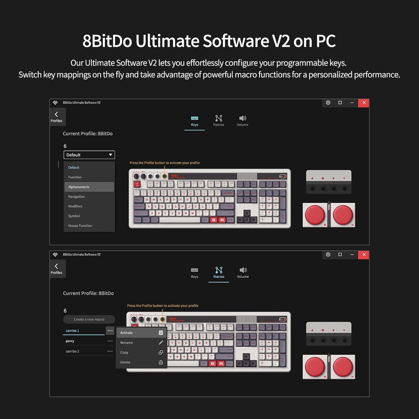 AKNES 8BitDo Retro 108 Mechanical Keyboard, Hot Swappable Gaming Keyboard with 108 Keys&Integrated Numpad, Dual Super Buttons, Bluetooth/2.4G/USB-C Keyboard for Windows & Android - N Edition