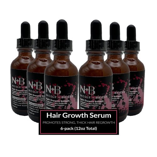 N+B Hair Growth Serum - Helps Promote Thicker, Fuller, & Healthier Hair w/Biotin, Natural-Based Formula, Helps Prevent Hair Fall & Thinning, For Women In All Hair Types - (2oz.) (6-Pack)