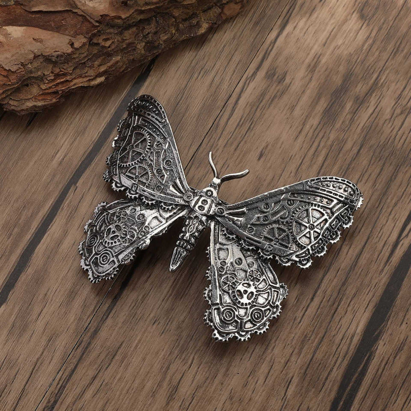 Retro Gothic Mechanical Butterfly Hair Clip - Unisex Metal Hair Accessory