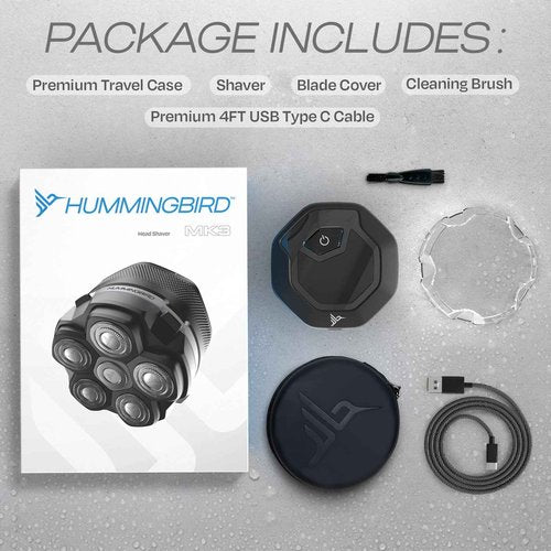 HUMMINGBIRD MK3 Electric Head Shaver & MK6 Body Hair Trimmer - 6 Blade Head Shaver for Bald Men & Wide Ceramic Blade Groin & Body Hair Trimmer, USB-C Rechargeable, Travel Lock