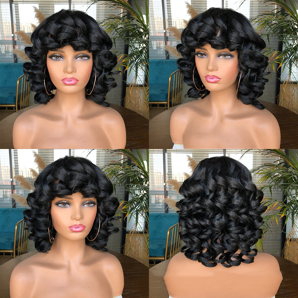 Women's Gradient Roman Volume Full Head Cover Wig - Synthetic, Curly Hair, 30cm Length