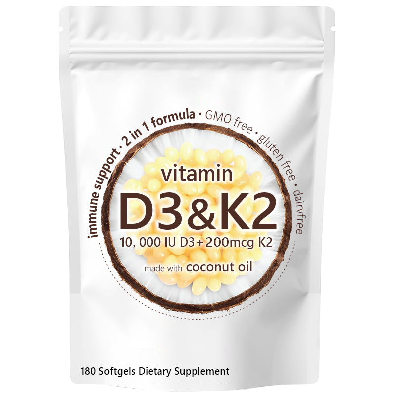 Vitamin D3 K2 Softgels 10,000 IU - Bone & Immune Support