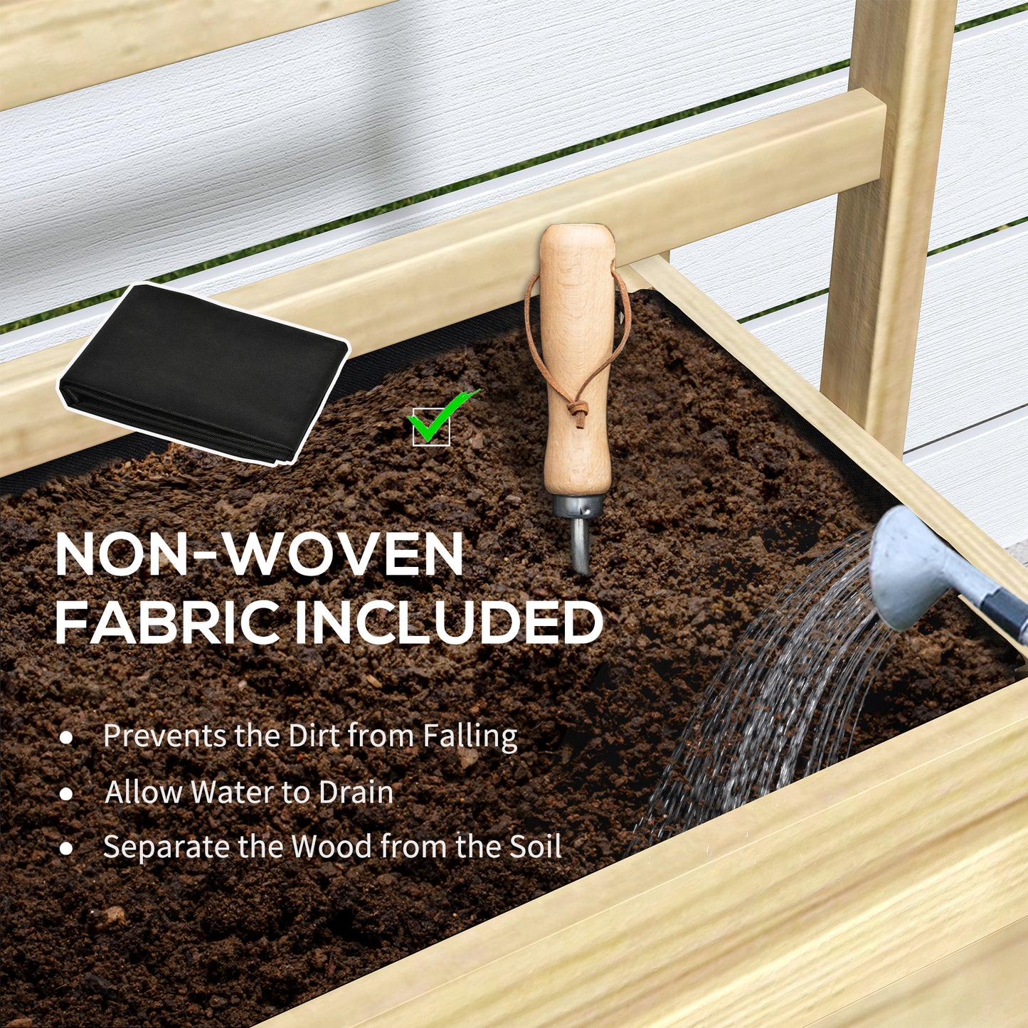 Wooden Raised Garden Bed with Trellis and Storage Shelf - Outdoor Planter Box