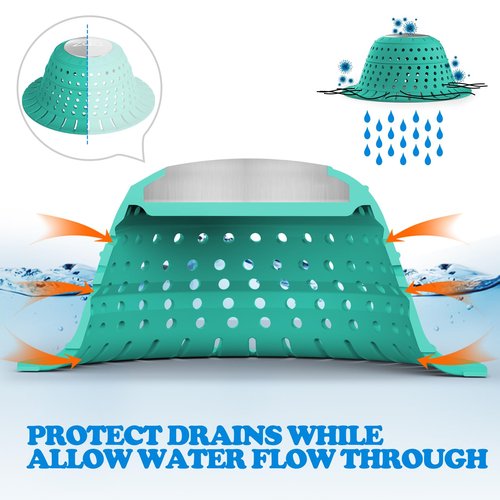 zaa Bathtub Drain Hair Catcher, Silicone Collapsible 1 Pack Drain Protector for Pop-Up and Regular Drains of Shower, Bathtub, Tub, Bathroom, Sink, Mint Green