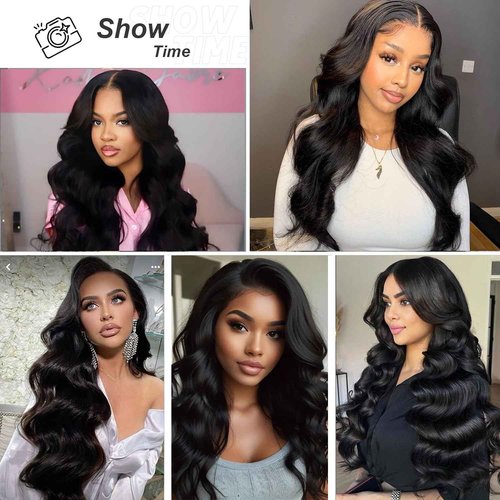 U Part Human Hair Wig Body Wave Brazilian Virgin Hair Glueless Wigs Human Hair 180% density U Part Wig for Black Women Clip In U Part Wig Human Hair Upart half wig Natural Black Color 22 inch