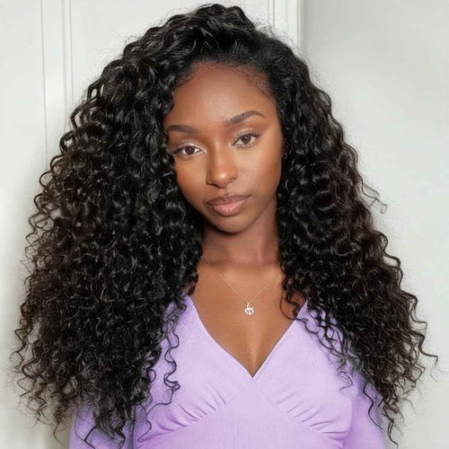 Vedusal Half Wig Human Hair Jerry Curly Half Wig 200% Density Wear And Go Glueless Wigs Human Hair 3 In 1 Half Wigs With Drawstring Seamless Flip Headband Wig For Women 22Inch