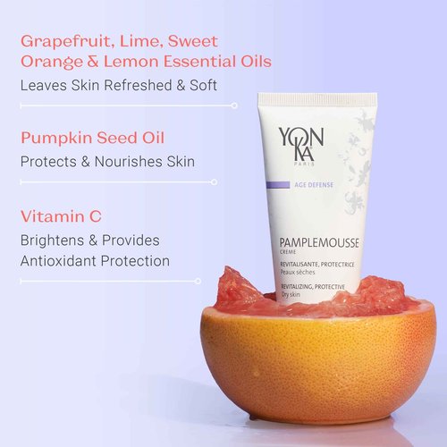 Yon-Ka Pamplemousse PS | Anti-Aging Revitalizing Face Cream with Vitamin C, Pumpkin Seed Oil & Citrus Essential Oils | Lightweight Moisturizer that Boosts Radiance | For Dry Skin | 1.74 fl oz