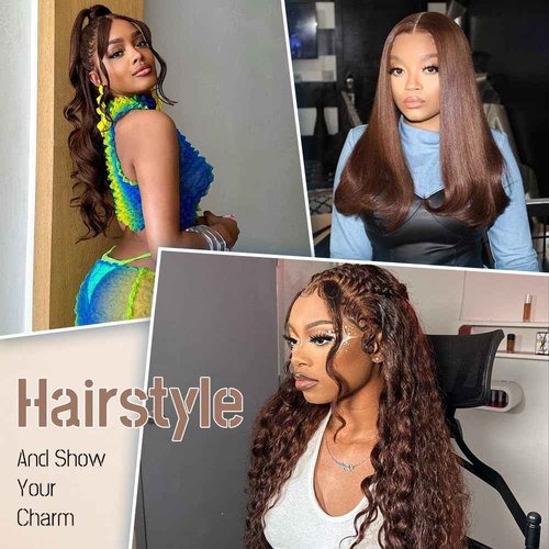 JINNOO Chocolate Brown Lace Front Wig 200 Density Brown Lace Front Wigs Human Hair Pre Plucked Brown Wig Human Hair 13x4 HD Lace Frontal Wigs 30 Inch