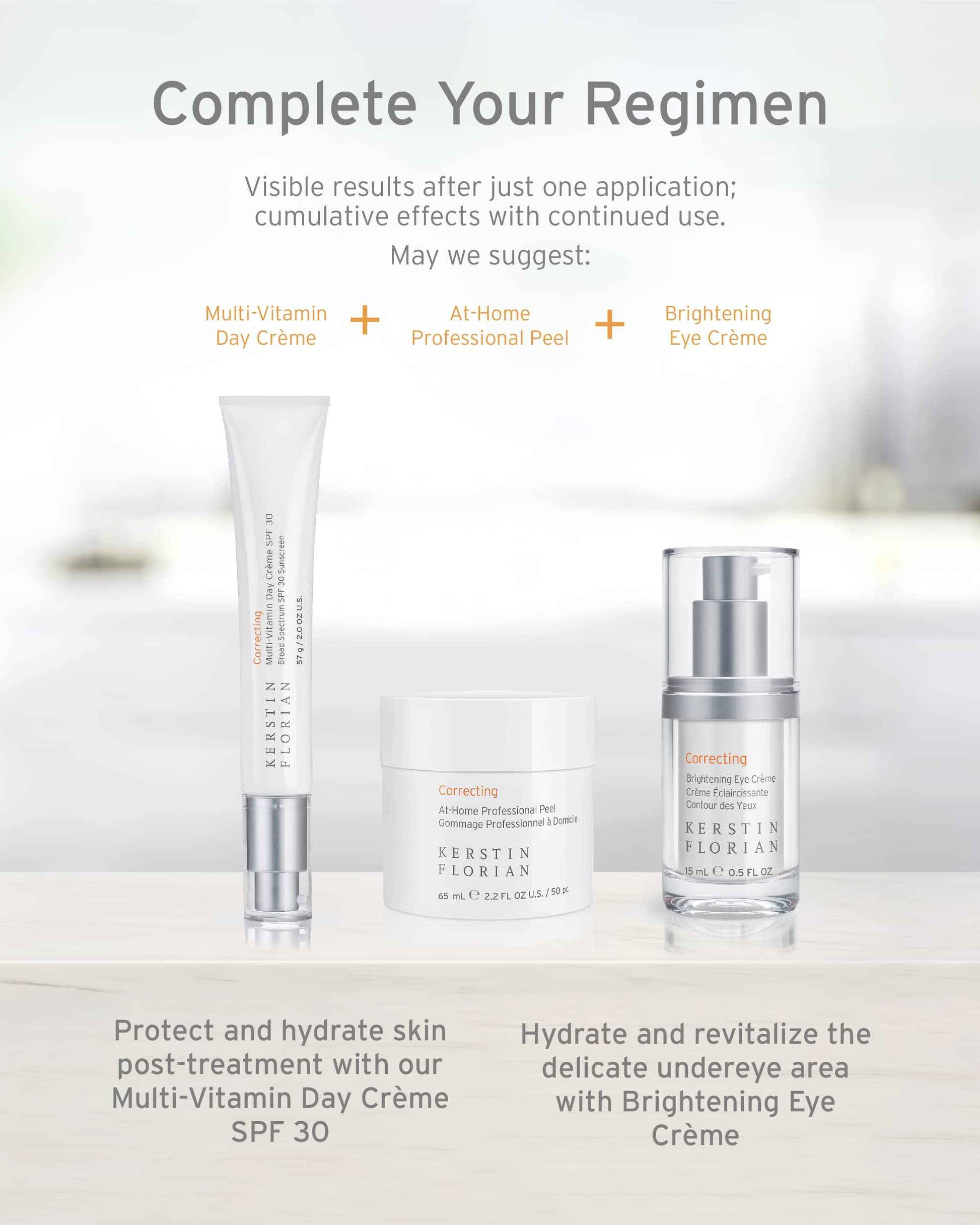 Kerstin Florian Correcting At Home Professional Peel | Glycolic & Lactic Acid Exfoliating Pore Pads (50 individual pads)