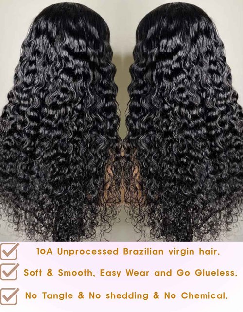 Qokyku Glueless Wigs Human Hair Pre Plucked Pre Cut Deep Wave Lace Front Wigs Human Hair 5x5 HD Lace Closure Wig 180 Density Wear and Go Wig for Black Women Beginner Friendly 24 Inch