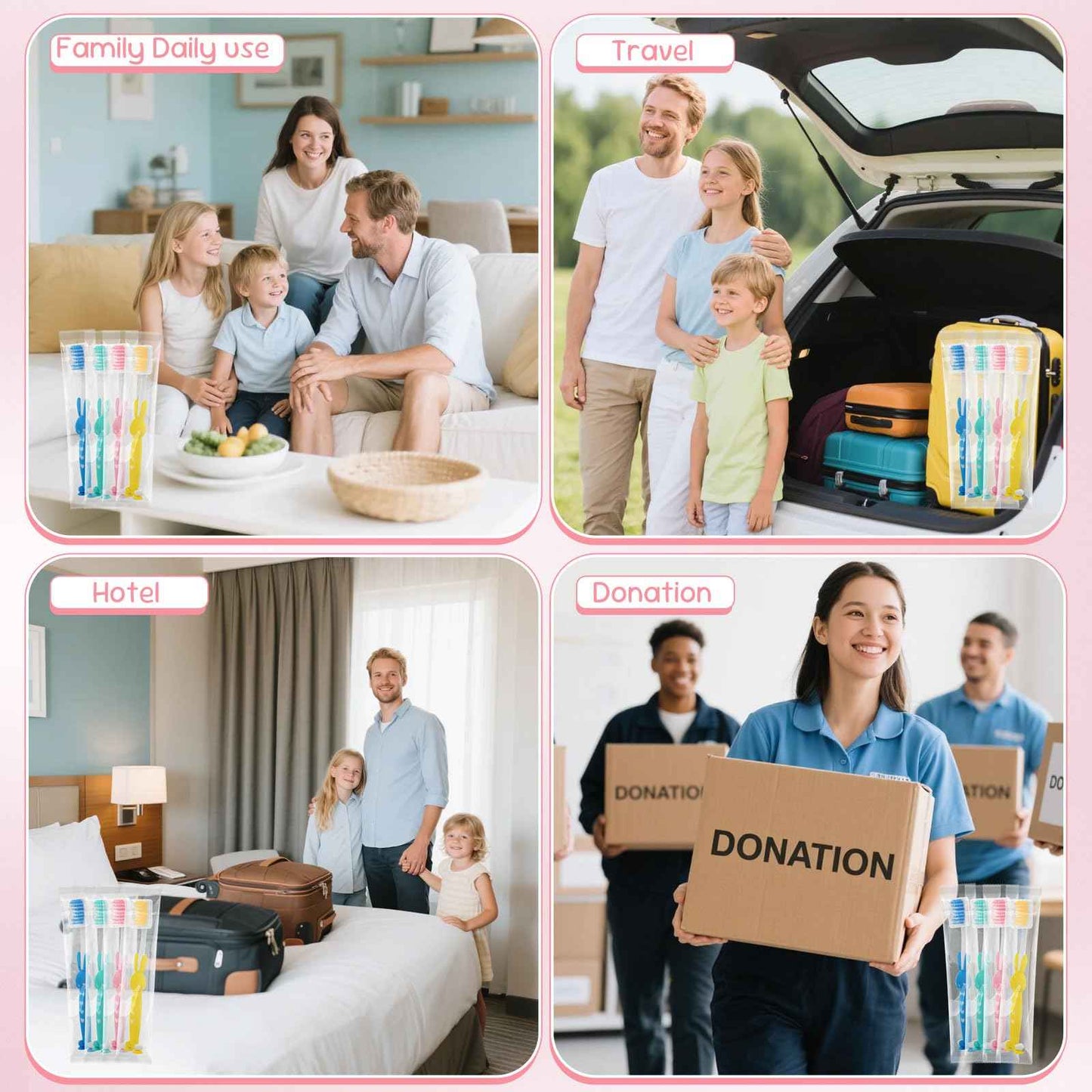 Kids for Toothbrushes In Bulk, Individually Wrapped Toothbrush Cute Manual Soft Bristles Children Disposable Toothbrush With Cover Suction Cup Toddler Toiletries Set for Home/School/Travel (200 Pack)