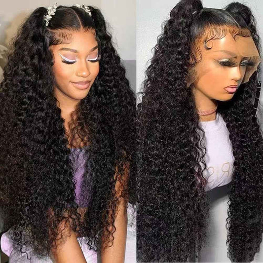 22 Inch Water Wave Lace Front Wigs Human Hair 13x6 HD Lace Frontal Wig Human Hair Pre Plucked with Baby Hair 200 Density Deep Part Curly Wig for Women
