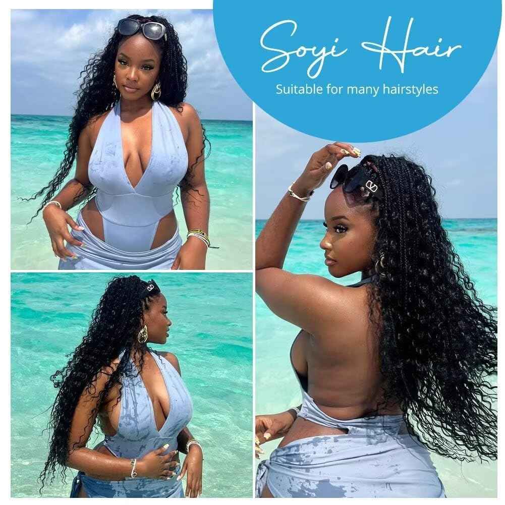 Human Braiding Hair Water Wave Bulk Human Hair 150g 24 Inch Natural Color Curly Human Hair for Boho Braids Hair Extensions No Weft 3 Braids Per Pack Wet and Wavy Human Hair Braiding Hair