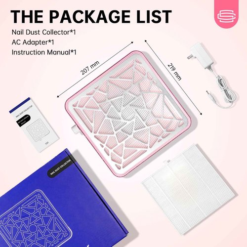 CHRISTINE SHELLY Nail Dust Collector, Powerful Vacuum Fan Vent Dust Collector Extractor Dust Suction Machine for Acrylic Nails Polishing, Nail Salon&Home, Pink Diamond