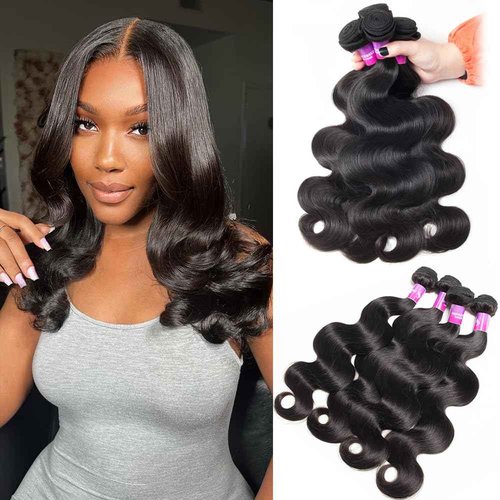 12A Human Hair Bundles 400g Body Wave Bundles Human Hair Extensions 14 14 16 16 Inch Brazilian Virgin Body Wave 4 Pieces Deals Unprocessed Brazilian Quick Weave Extensions Natural Black