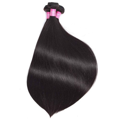 Peruvian Straight Hair Bundles Human Hair Bundles with Closure(18 20 22+14)Unprocessed Virgin Human Hair 3 Bundles with Closure 10A Straight Remy Hair Weave Bundles with 4x4 Lace Closure Natural Color