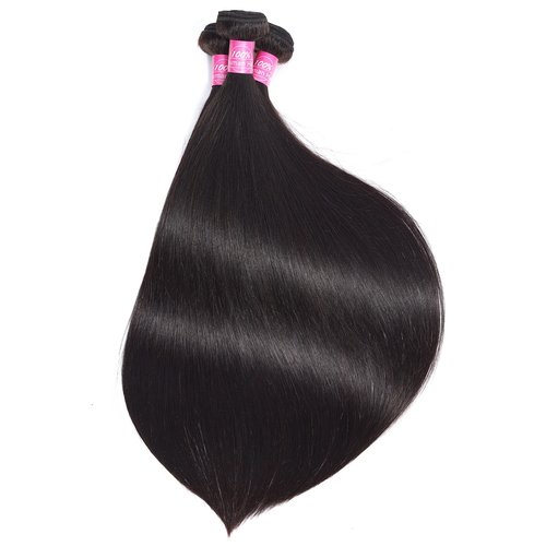 Peruvian Straight Human Hair Bundles with Closure(12" 14" 16"+10") Unprocessed Virgin Human Hair 3 Bundles with Closure 10A Straight Hair Weave Bundles with Lace Closure Natural Color