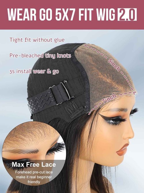 ORIGINAL QUEEN OQ Hair Glueless Wigs Human Hair Bob Straight Side Part 5X7 Pre Plucked Pre Cut Pre Bleached Wear and Go Wigs Human Hair Short Straight Bob Wigs for Women 12Inch