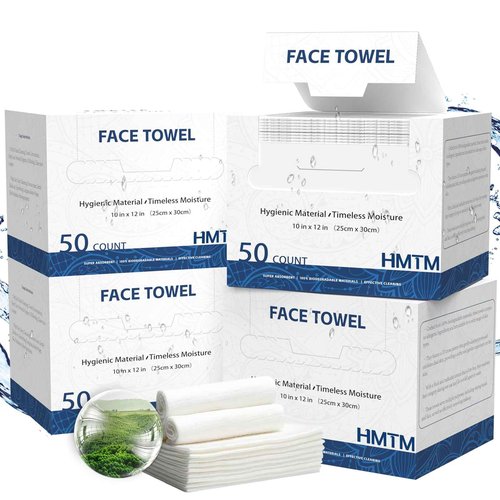 Face Towels, 10” x 12”, Thick Soft and Absorbent, Face Towelettes Disposable Biodegradable for Sensitive Skin, Makeup Remover, Cleansing, 200 Count（ 4 PACK ）