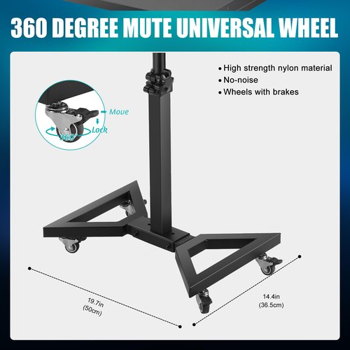 POARMEEY Salon Tray Cart with Extension Tool Tray Tattoo Rolling Cart on Wheels TattooTable Station Adjustable Height for Tattoo Salon Studio