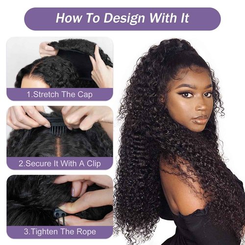 OQ Hair Water Wave Half Wig Human Hair Adjustable Drawstring 180% Density 3 In 1 Beginner Friendly Glueless Wear and Go Half Human Hair Wig for Women 18 Inch