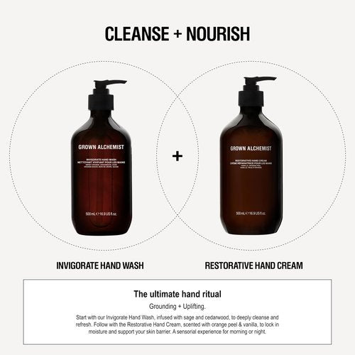 Grown Alchemist Invigorate Hand Wash + Refill Set – Liquid Hand Soap with Aloe, Sweet Orange, Cedarwood & Sage – Gentle, Moisturizing Kitchen & Bathroom Soap, Natural Plant Based Gel Cleanser