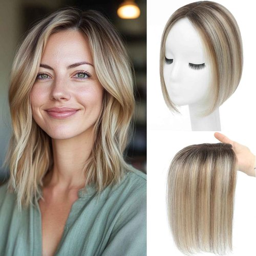 Black and Pretty Human Hair Toppers for Women Real Human Hair Pieces for Women 120% Density Swiss Base Clip In 7 * 10cm Remy Topper 10Inch HairPieces (2T613)