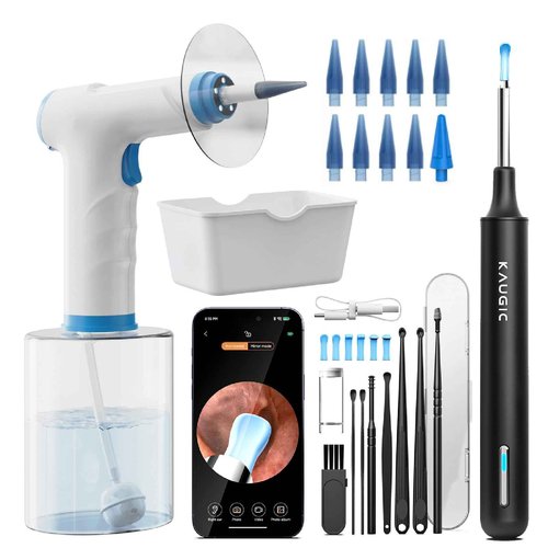 Electric Ear Wax Removal with 1080P Ear Camera, Water Powered Ear Cleaner with 4 Mode Settings, 10 Tips, Wireless Otoscope with 6 LED Lights, 8 PCS Earwax Removal Kit Set