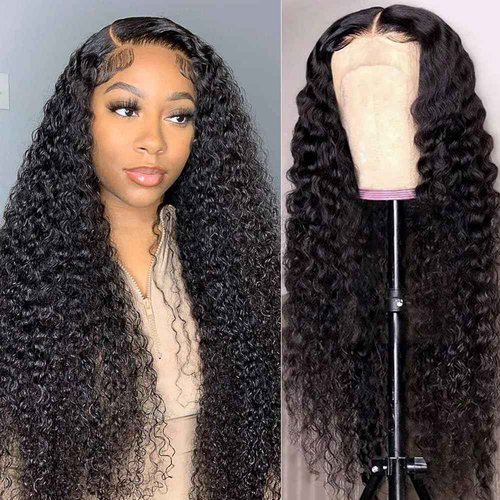 KRKRYQ 22 Inch 13x6 Deep Wave Lace Front Wigs Human Hair 200% Density 13x6 HD Lace Frontal Wigs Human Hair Pre Plucked Deep Curly Glueless Wig Brazilian Virgin Human Hair for Women Natural Color