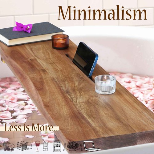 Premium 1.2IN Thickened Board Acacia Wood Bathtub Tray Caddy with Adjustable Legs, Minimalistic Design Bath Tray for Tub, Bathtub Accessories, Fits Most Bath Tubs, Idea for Women