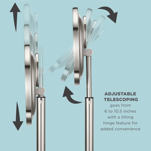 Conair Lighted Makeup Mirror, LED Vanity Mirror, 1X/5X Magnifying Mirror with Adjustable Telescoping, Corded in Brushed Nickel