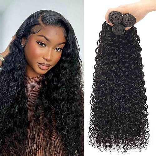 Water Wave Hair Bundles 100% Unprocessed Brazilian Virgin Weave 3 Bundles Human Hair 10 12 14 Inch Wet and Wavy Bundles Human Hair…