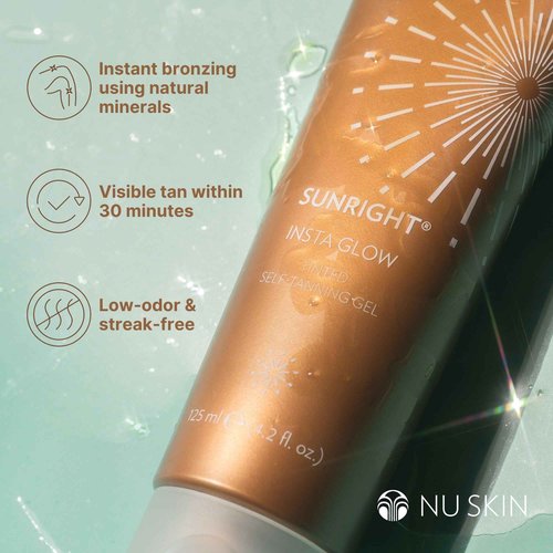 Nu Skin Sunright Insta Glow Self Tanner Gel | Natural Summer Tan for Face & Body | Beauty & Skin Care | Vitamin E & Avocado Oil | Natural Body Bronzer with DHA & Amino Acids | 4.2 oz | 2 Pack
