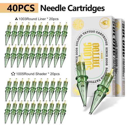 Tattoo Gun,Solong Wireless Tattoo Gun Kit Smart Screen with 40Pcs Tattoo Cartridge Needles 120ML Black Tattoo Ink Complete Tattoo Kit SLE92KITB-2
